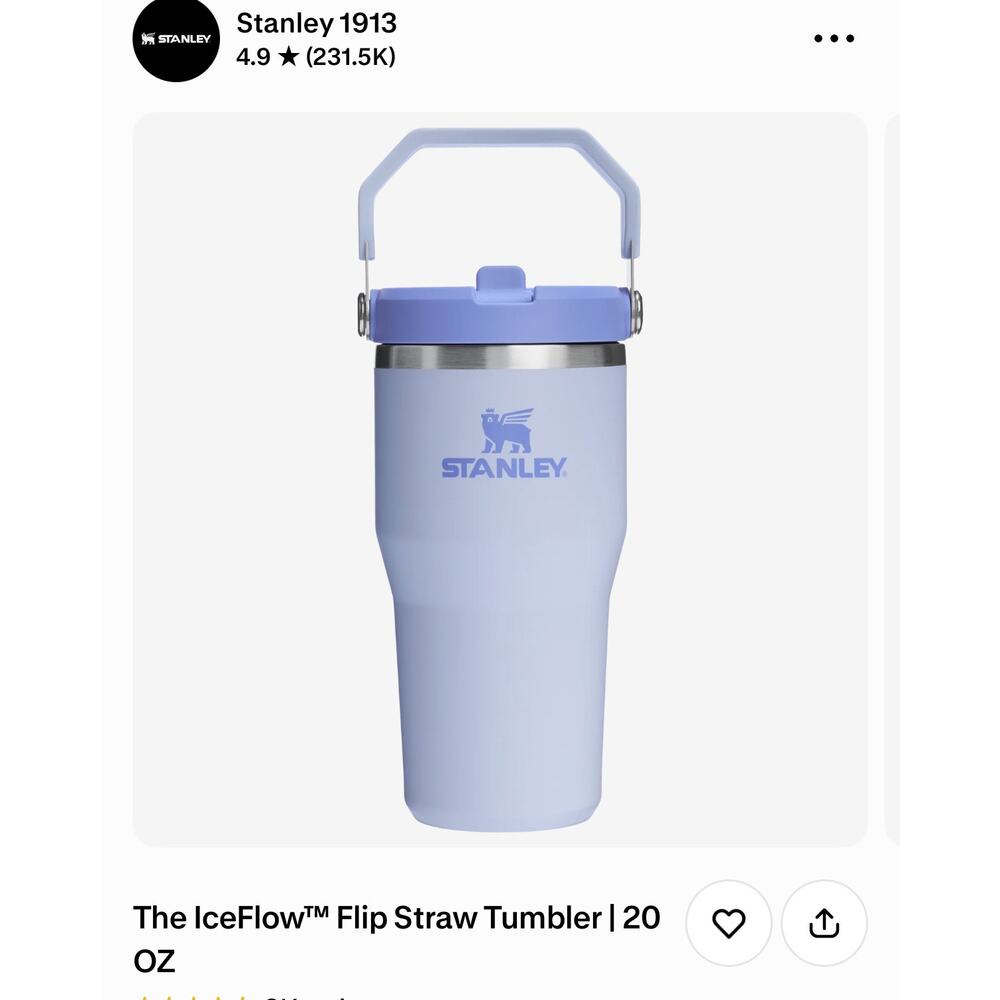NWT Stanley Ice Flow 20 oz Flip Straw Tumbler